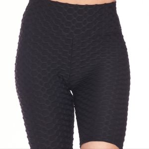 Activewear Textured High Waist Butt Lifting Biker Shorts